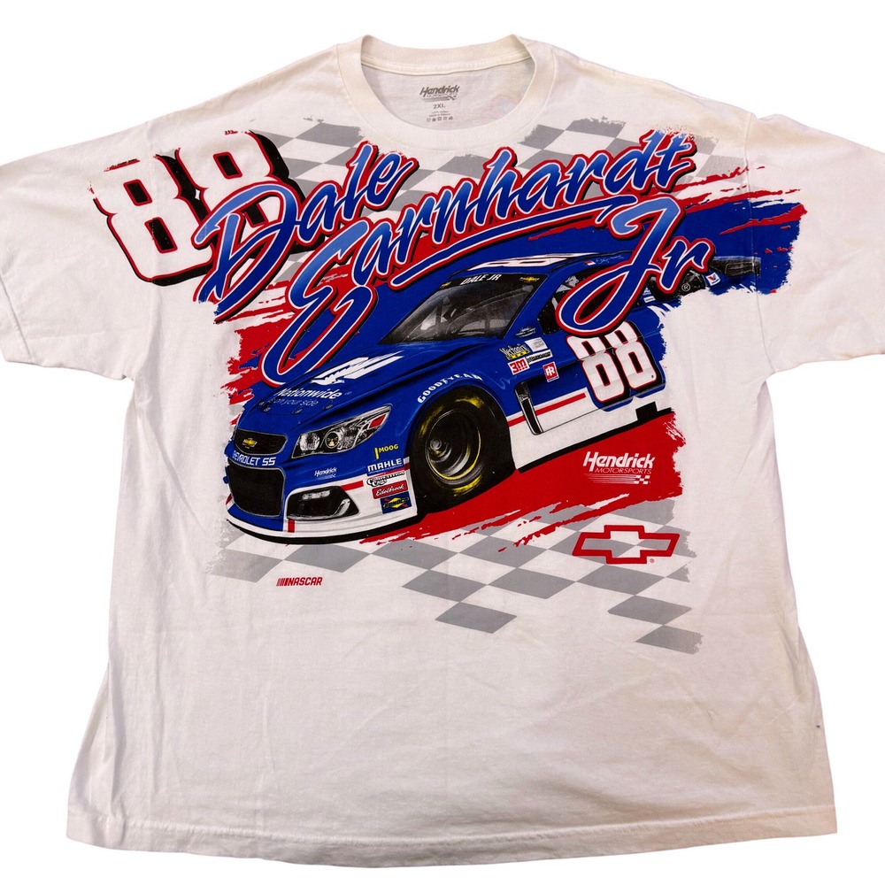 Dale Earnhardt Jr 88 Hendrick Motorsports NASCAR T-Shirt White 2XL Double Sided